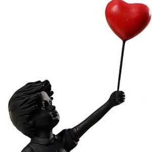 Thanksgiving Flying <b>Balloon</b> Girl Statue Resin Sculpture Craft Decoration Modern Art - Product Image 2