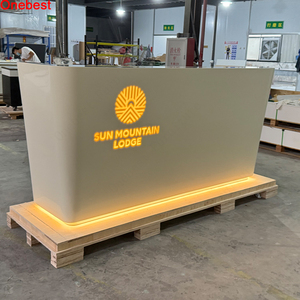 Làm bằng tay bề mặt rắn đẹp Spa Salon Studio phía trước thông tin bàn thiết kế hiện đại tiếp nhận truy cập với LED - Product Image 6