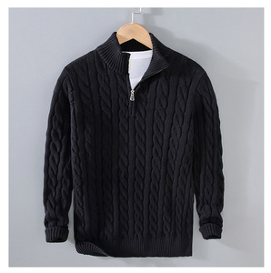 <span class=keywords><strong>Pull</strong></span> tricoté pour homme à col montant, design de <span class=keywords><strong>marque</strong></span>, grande taille, avec fermeture éclair quart de tour, pour l'hiver - Product Image 2