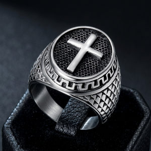 Men's Cross <b>Ring</b> Titanium Steel Polished Punk Style Gift Jewelry wholesale - Product Image 1