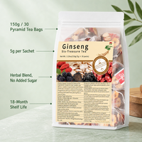 OEM Ginseng Zes Schatten Kruidenthee Piramidezakjes 5g*20 Moerbei Wellness Thee Voedt de Nieren Verbetert de Viriliteit Aangepaste Verpakking