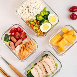 กล่องเก็บอาหารแก้วปลอดสาร BPA จำนวน 10 ชิ้น พร้อมฝาปิดสำหรับไมโครเวฟ ใช้สำหรับเตรียมอาหารและอาหารกลางวัน - Product Image 4