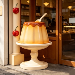 Estatua Gigante de Pudín de Caramelo F020 de FRP para Cafetería, Parque, Exterior, Resistente al Agua y a los Rayos UV, Tamaño, Color y Forma Personalizables, Directo de Fábrica - Product Image 1
