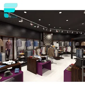 Custom Business Dress Shops Interior Design Clothing Display Rack Clothes Famous Brands Men Display Stand