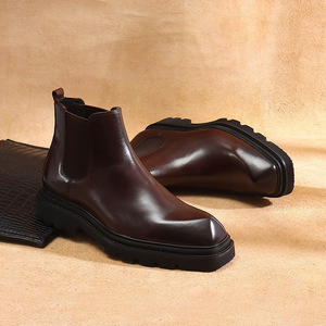 Bottes montantes classiques et polyvalentes en cuir véritable pour homme, imperméables et antidérapantes, idéales pour l'extérieur et le travail – Nouvelle collection automne-hiver - Product Image 2