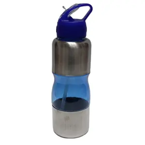 Toptan taşınabilir 600Ml plastik Metal su bardağı dış mekan sporları su şişesi sıkmak su şişesi