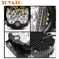 Ampoules LED de modification TCYATO à trois faces jaunes de 7 pouces 90W pour voitures et motos