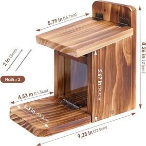 Comedero de madera para ardillas, montado en la pared, con bandeja, color marrón, ecológico, para ardillas - Product Image 5