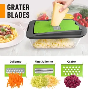 Multifunctional Vegetable Cutter   Fruits Slicer Manual Kitchen Onion Veggie Chopper Steel Blades Plastic Blade Box Packed Tool