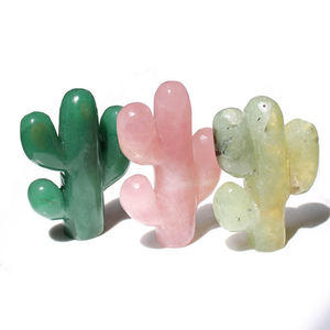 <span class=keywords><strong>Cactus</strong></span> en cristal de <span class=keywords><strong>Quartz</strong></span> naturel sculpté à la main, Aventurine verte, Rose pour la décoration de la maison - Product Image 1