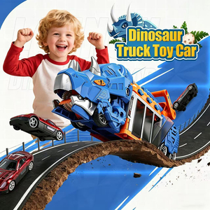 Camión de <span class=keywords><strong>juguete</strong></span> de dinosaurio con cañón de lanzamiento, juego de transporte transformable 2 en 1 con mini coches para niños y niñas de 3 años en adelante - Product Image 2