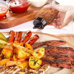 Frascos de Especias de Cocina de Plástico Libres de BPA con Etiquetas, Tapas Redondas con Diseño de Mariposa Negra, Botellas de Almacenamiento de Condimentos con Tapa Abatible de Doble Cara - Product Image 6