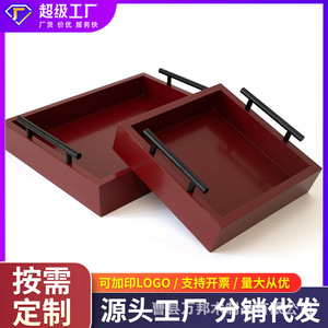 In stock solid wood retro <b>tray</b>, rectangular wooden <b>tray</b> for home use, living room sundry storage <b>tray</b>, fruit and snack plate. - Product Image 4