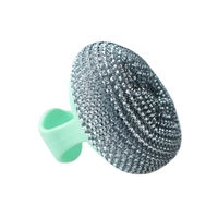 Éponge à récurer Sunshine Kitchen avec fil en acier inoxydable PET et boule en métal cuivre durable, forme de boule, poignées en laine pour casseroles