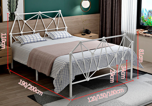 <b>Queen</b> <b>Size</b> Bedroom Furniture Geometric Design Stable Dormitory Durable Steel Construction with Tier Coated Metal Pipe <b>Bed</b> <b>Frame</b> - Product Image 2