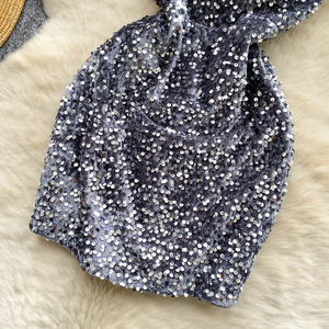 Summer <strong>Tunic</strong> Bandage Casual Mini <strong>Dress</strong> for Women Sleeveless Hollow Out Backless <strong>Sequined</strong> Velvet <strong>Dress</strong> - Product Image 3