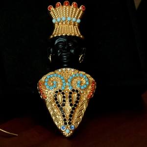 Broche vintage de style occidental antique, exotique, noir, maure, roi égyptien antique, pour fêtes, cadeaux, accessoires vestimentaires pour costume et manteau - Product Image 2