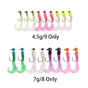 Señuelo artificial Xy 282 Soft Bait Jig Head Curly Tail Maggot para pesca de lubina en el fondo, paquete de 17 piezas. - Product Image 3