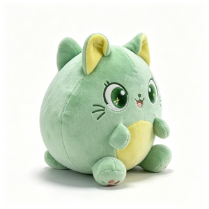 ตุ๊กตาแมวสีเขียวทรงกลมแบบกำหนดเองได้ พร้อมดวงตาดาววิบวับและท้องสีขาว ตุ๊กตาแมวน่ารักสีเขียวพร้อมดวงตาดาวปักลาย - Product Image 2
