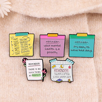 Citations de santé mentale épingles en émail phrase drôle dicton positif proverbes classiques texte broche revers Badge bijoux cadeau pour les amis