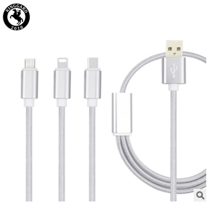 Téléphones mobiles universels 1m 2A 2.0 USB nylon tressé câble de chargeur multiple rapide <span class=keywords><strong>incassable</strong></span> 3 en 1 cordon de charge de téléphone - Product Image 3