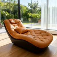 Chaise longue minimaliste zéro gravité en cuir pour salon, convertible en canapé-lit, avec chargeur sans fil intégré
