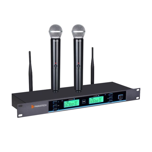 Panvotech PU-628 Professional Dual Channel Handheld Karaoke Cordless Uhf Wireless Mic Microphones