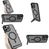 Aksesoris Ponsel Casing Kristal Bening untuk iPhone 17 Air 16 15 Pro Max 14 Plus 13 12 11 Casing Magnetik dengan Penyangga