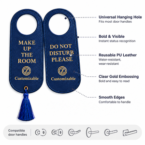 Colgador de Puerta de Cuero con Logotipo Personalizado, Suministros para Hoteles, Amenidades para Habitaciones, Venta al por Mayor, Fabricante OEM, Letrero de Puerta al por Mayor - Product Image 5