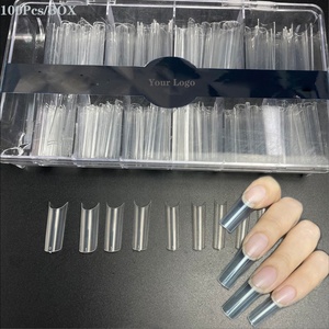 Cubierta acrílica francesa para <span class=keywords><strong>uñas</strong></span>, Punta curva Xxl C, recta, transparente, larga, cónica, cuadrada, transparente, 500 Uds. - Product Image 1