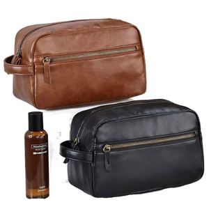 Sacs de voyage en cuir PU imperméables, organiseur de maquillage, trousse de toilette de luxe avec logo personnalisé, trousse de toilette pour homme - Product Image 1