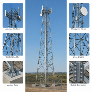 Robusta Torre Autoportante a 4 Gambe in Acciaio Angolare per Infrastrutture di Telecomunicazioni in Aree ad Alto Traffico - Product Image 5