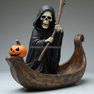 Nuevas Estatuas Realistas de Halloween de Esqueletos <span class=keywords><strong>Fantasma</strong></span> en <span class=keywords><strong>Barco</strong></span> de Calabaza, Decoraciones de Resina Creativas, Artesanías de Resina Personalizadas al por Mayor - Product Image 2