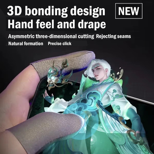 Manchon de doigt de <span class=keywords><strong>jeu</strong></span> mobile en tissu argenté à motif personnalisé, matériau extrêmement fin de 0.3mm, manchons de pouce pour contrôleur de <span class=keywords><strong>jeu</strong></span> - Product Image 2