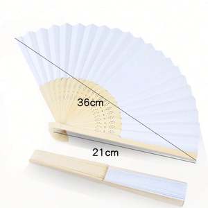 Custom Logo White <b>Paper</b> <b>Hand</b> <b>Fan</b> Bamboo Folding Handheld <b>Paper</b> Folded Printing Bride Wedding Party Bamboo Fabric <b>Hand</b> <b>Held</b> <b>Fan</b> - Product Image 2