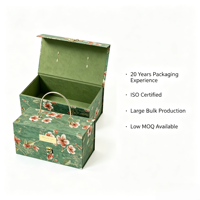 Boîte d'emballage de valise de luxe en matériaux recyclés écologiques, poignée métallique réutilisable, boîte rigide avec insert personnalisé pour Noël
