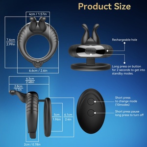 LetRock New Male Wear Stimulation Lock Sperm <b>Vibrating</b> Ring APP <b>Remote</b> <b>Control</b> Double Ring Telescopic Prostate Real Touch - Product Image 4