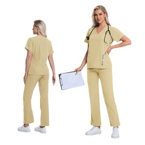 Women's <b>Scrub</b> Uniform Set Short Sleeve Breathable Quick Drying For Medical Staff Nurses Doctors Veterinarians - Product Image 5