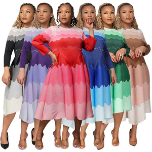 Vestido plisado degradado de estilo casual para mujer, estilo europeo y americano, de moda, largo, superventas 2026 - Product Image 1