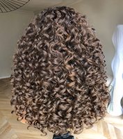 Perruque X-TRESS T Part Lace Front Moelleuse et Grande Bouclée, Cheveux Noirs Naturels, Perruque Bob Courte Afro Bombée Bouclée Sans Colle, Cheveux Synthétiques
