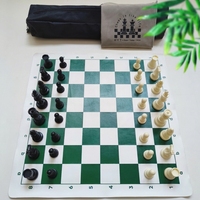 Set Catur Internasional Anak-anak Portabel Luar Ruangan dengan Kotak Catur Papan Catur Kulit Imitasi Dapat Dilipat 43Cm Tinggi Raja 6.5Cm