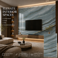 Plaque PVC MORLENX en agate grise marbrée UV avec détails dorés pour murs décoratifs de bureaux et projets de vente en gros