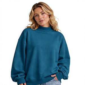 Sweat-shirt à col montant pour femme, style streetwear décontracté, en tissu mélangé coton/polyester personnalisé, toutes saisons, coupe ample - Product Image 1