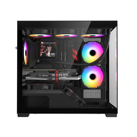 Caja de PC para Juegos Panorámica M-ATX, Vista Completa de 270 Grados, Vidrio Templado, Compatible con Refrigeración por Agua de 360 mm y GPU de 420 mm