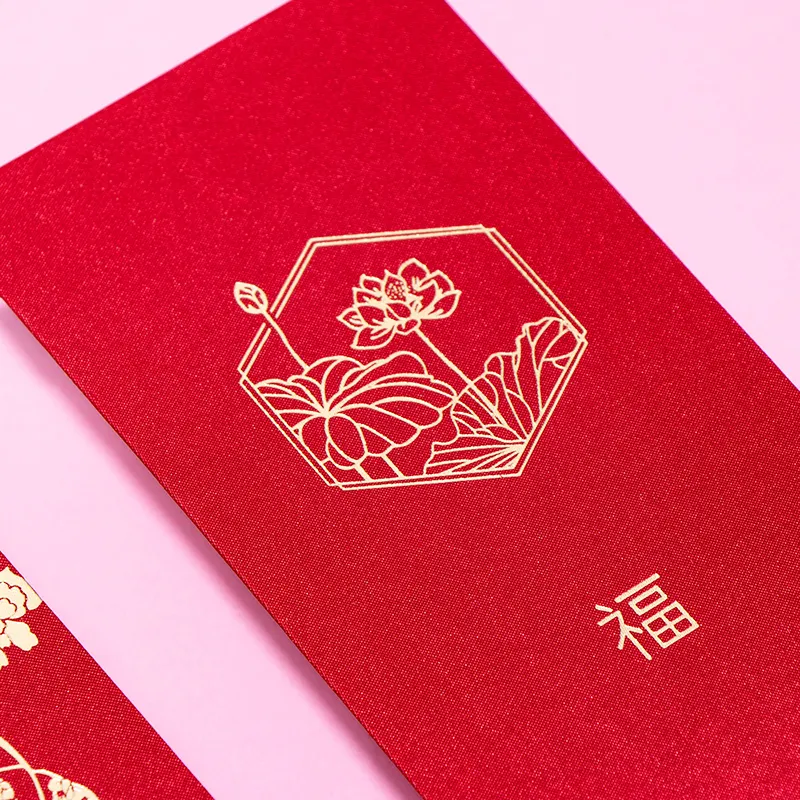 Silk cloth money new year angpao gold foil stamping fabric red envelope velvet red packet