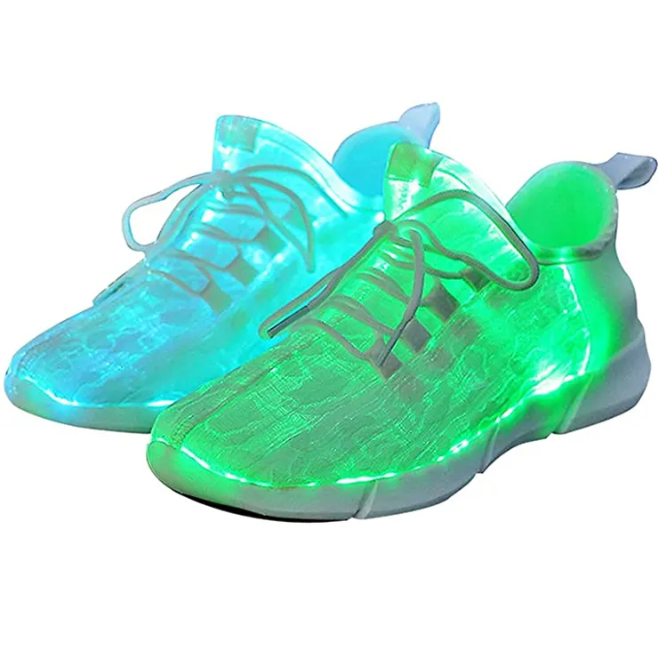 USB Sợi Quang Sạc Flash Light Up Sneakers Giày LED