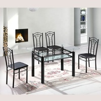 Nouveau design en verre trempé transparent ensembles de salle à manger chaise en cuir PU pour plusieurs options NYKD-A008-B018