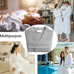 Sang Trọng Trắng Spa Khách Sạn Áo Choàng Tắm Tùy Chỉnh Kimono Waffle Dệt Áo Choàng Tắm Cho Nam Giới Và Phụ Nữ