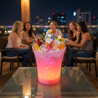 Bouteille lumineuse LED 5L en plastique PP à double paroi antichoc, alimentée par piles, avec logo personnalisé et impression sérigraphique, pour bars et événements commerciaux