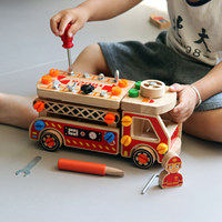 Camion de pompiers en bois à monter soi-même, ensemble à assembler/démonter pour le développement intellectuel et la mise en valeur des compétences